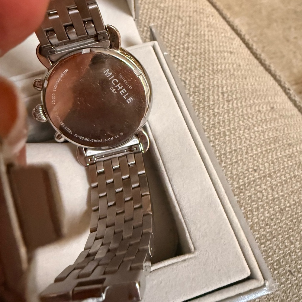 Michele Stainless Steel Watch with Pearl Dial - Picture 10 of 12
